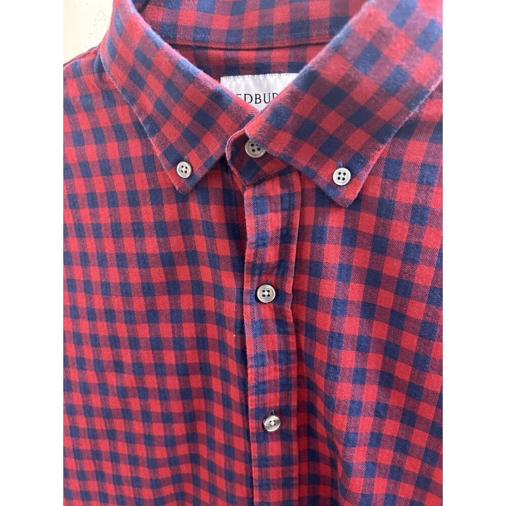 Ledbury Button Down Shirt Long Sleeve Red Blue Plaid Cotton Men’s 17 Tailored - Picture 4 of 9